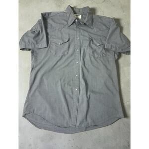 Vintage Ruddock Western Shirt Mens L Pearl Snap Short Sleeve Black Gray Cowboy